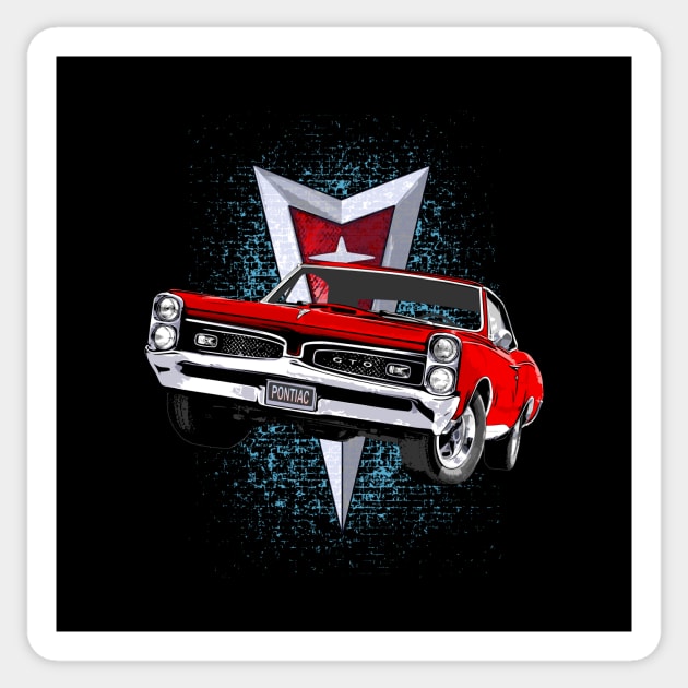 Red 67 Pontiac GTO Sticker by ZoeysGarage